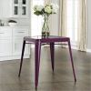 Mid-century French Cafe Style Powder-coated Steel Dining Table in Purple