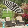 Stylish 9-Ft Patio Umbrella with Crank and Tilt in Dark Navy and White Stripe