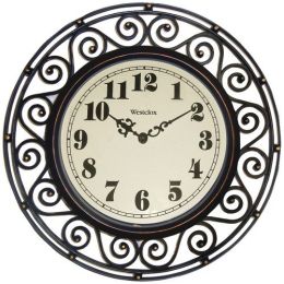 Westclox 12" Round Filigree Rubbed Bronze Finish Clock