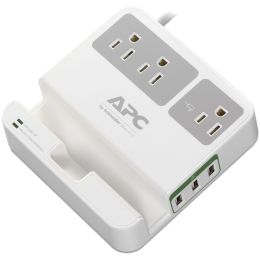 Apc 3-outlet Surgearrest Surge Protector With 3 Usb Ports (white)