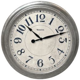 Westclox 15.5" Round Galvanized Finish Gray Wall Clock