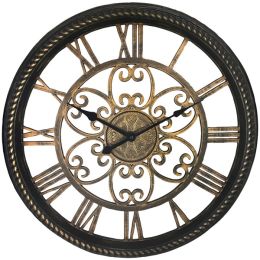 Westclox 19.5" Wall Clock With Antique Black And Gold Finish