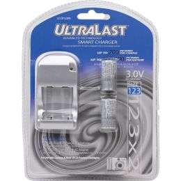 Ultralast Ulcr123rk Smart Charger With 2 Rechargeable Cr123 Batteries