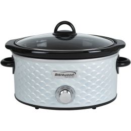 Brentwood Appliances 4.5-quart Scallop Pattern Slow Cooker (white)
