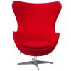 Red Wool Fabric Contemporary Armchair Egg Shaped Living Room Accent Chair
