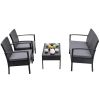 Modern 4-Piece Outdoor Rattan Patio Furniture Set in Black