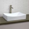 Modern Rectangular White Ceramic Vessel Bathroom Sink with Curved Interior