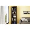 5-Shelf Narrow Bookcase in Chocolate Brown Finish