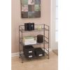 3-Shelf Iron Rectangular Folding Metal Bookcase Storage Shelves