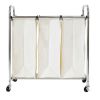 Commercial-Grade Steel Frame 3-Bag Laundry Hamper Cart
