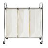 Commercial-Grade Steel Frame 3-Bag Laundry Hamper Cart