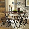 Industrial Style 5-Piece Dining Room Set with Table and 4 Backless Stools