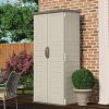 Outdoor Heavy Duty 22 Cubic Ft Vertical Garden Storage Shed in Taupe Grey