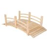 5-Ft Cedar Wood Garden Bridge with Railings in Natural Finish