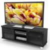Modern Black TV Stand with Glass Doors - Fits up to 68-inch TV