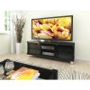 Modern Black TV Stand with Glass Doors - Fits up to 68-inch TV