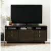 Contemporary TV Stand in Brown Oak Finish and Satin Nickel Metal Legs