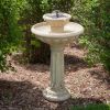 2-Tier Solar Fountain Bird Bath in Weather Resistant Fiberglass Resin