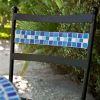 Set of 2 Black Powder Coated Metal Patio Bistro Chairs with Aqua Blue Backrest