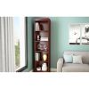 Contemporary Narrow Bookcase with 5 Shelves in Royal Cherry Finish