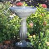 Outdoor Solar Fountain Bird Bath in Fade Resistant Resin with Solar Pump