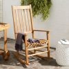 Outdoor Porch Rocker Mission Style Wood Rocking Chair in Teak Finish