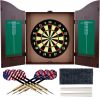 Dart Set with Dartboard and Mahogany Finish Cabinet