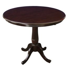 Round 30-inch Dining Table in Dark Brown Rich Mocha Wood Finish