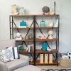 5-Shelf Bookcase with Fir Wood Shelves 68-inch Tall in Rustic Bronze
