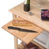 Solid Wood Kitchen Utility Microwave Cart with Pull-Out Cutting Board