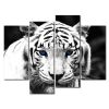 Black and White Tiger 4-Panel Canvas Wall Art Painting Print