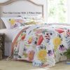 Twin Flowers 100% Cotton Reversible Quilt Coverlet Bedspread Set