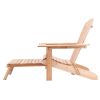 Unfinished Wood Adirondack Chair with Retractable Foot-rest Ottoman