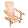 Unfinished Wood Adirondack Chair with Retractable Foot-rest Ottoman