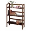 3-Shelf Stackable Folding Bookcase in Distressed Walnut Finish