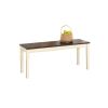 Kitchen Seating Wooden Bench in White and Brown Finish