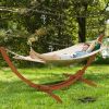 Outdoor 11.8-ft Modern Arc Hammock Stand with Beige Cotton Blend Hammock