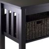Espresso Wood Console Hall / Sofa Table w/ 3 Foldable Baskets