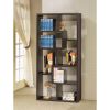 Modern 70-inch High Display Cabinet Bookcase in Dark Brown Cappuccino Wood Finish