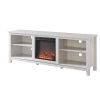 White Wash Wood 70-inch TV Stand Fireplace Space Heater