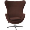 Brown Wool Fabric Upholstered Egg Shaped Modern Arm Chair