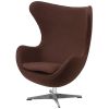 Brown Wool Fabric Upholstered Egg Shaped Modern Arm Chair