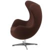 Brown Wool Fabric Upholstered Egg Shaped Modern Arm Chair