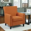 Orange Fabric Contemporary Living Room Arm Chair with Wood Legs
