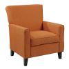 Orange Fabric Contemporary Living Room Arm Chair with Wood Legs
