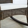 Indoor/Outdoor Patio Porch Mocha Wicker Rocking Chair with Beige Cushion