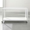 White Metal Modern TV Stand Cart with Bottom Storage Shelf