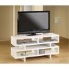 Modern Style Living Room TV Stand in White Wood Finish
