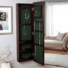 Wall Mounted Locking Jewelry Armoire Cabinet in Espresso Wood Finish