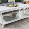 White Quatrefoil Coffee Table with Solid Birch Wood Frame